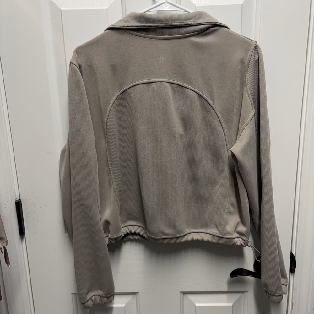 Lululemon Cropped Half-Zip Pullover Hoodie in Taupe - Picture 2 of 2